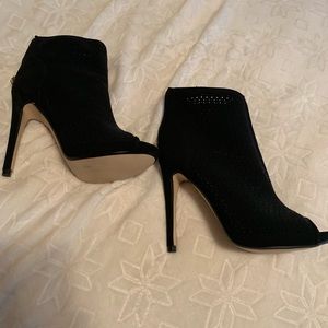 Black open toed heel booties sandals